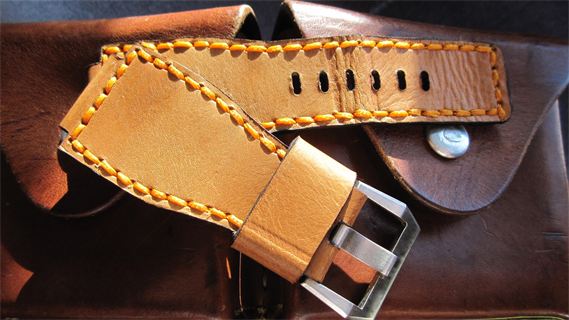 BR001 - Vintage Tan Bell Ross 46mm with Yellow Stitch